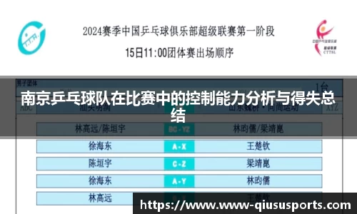 南京乒乓球队在比赛中的控制能力分析与得失总结